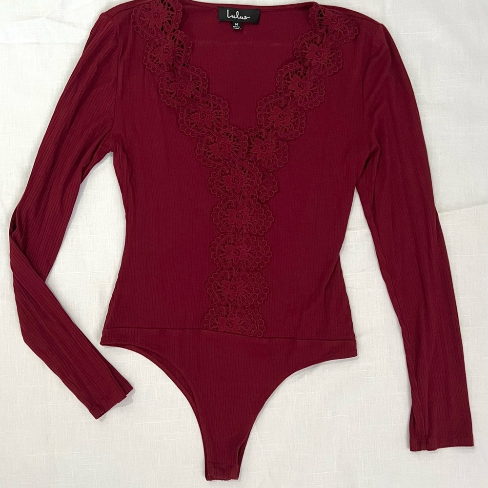 Lulus Red Lace Detail Women's Top